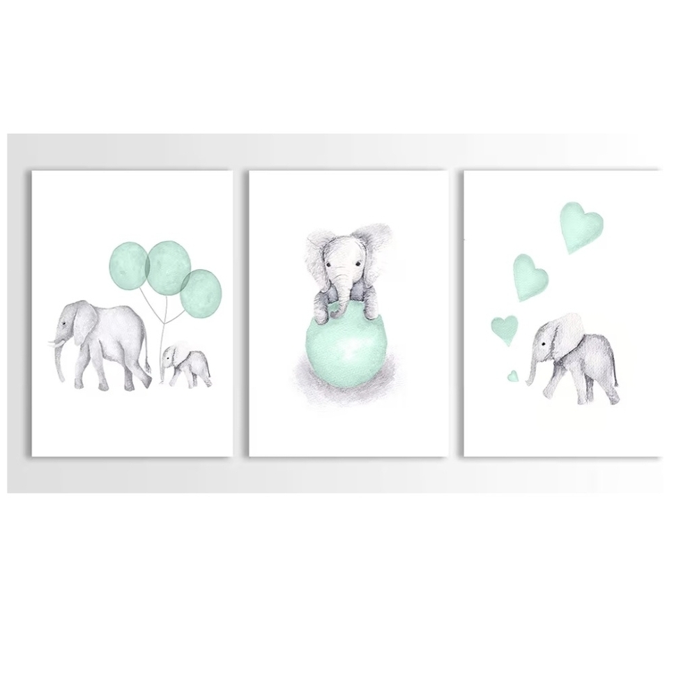 Elephant Nursery Wall Art Set